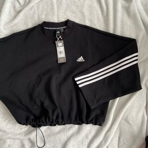 Adidas Stripes Doubleknit Cropped Crewneck